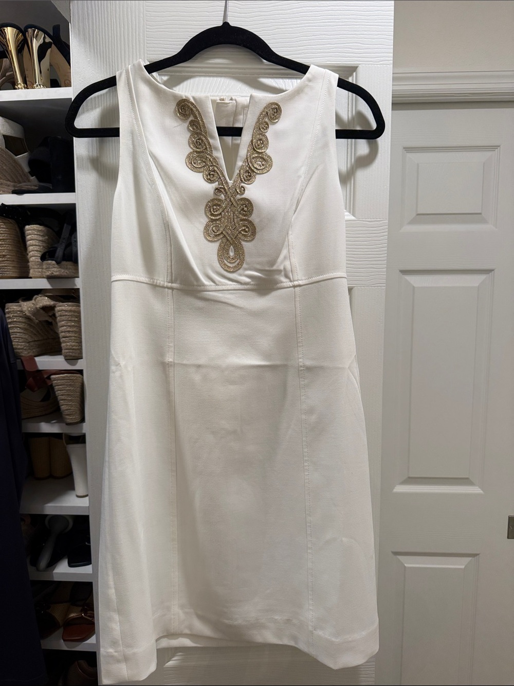 Lilly Pulitzer White Mini Dress with Gold Embellishment